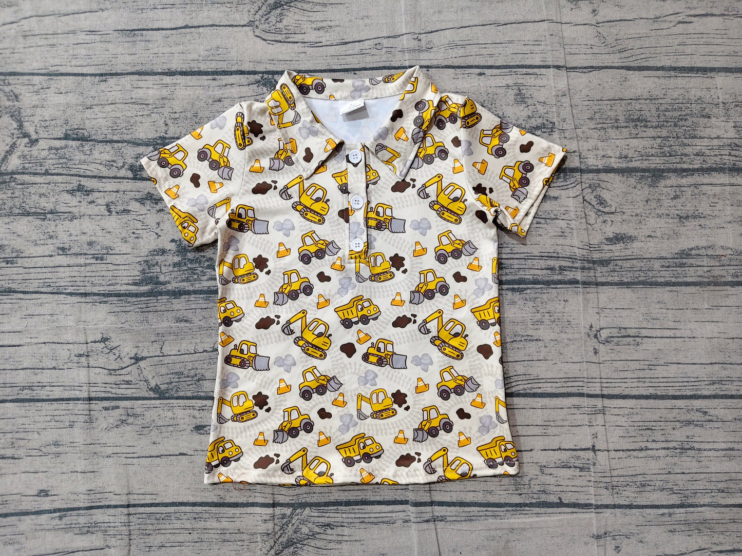 4.13 BT1792 Preorder Construction Trucks Yellow Boys Polo Tee Shirts Top