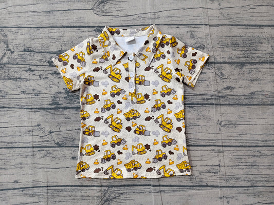 4.13 BT1792 Preorder Construction Trucks Yellow Boys Polo Tee Shirts Top