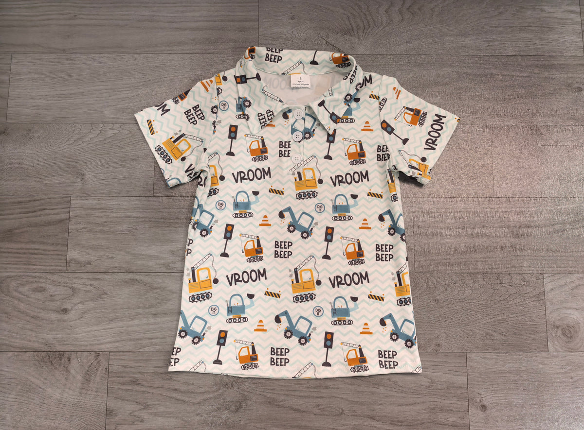 4.13 BT1793 Preorder Construction Trucks BEEP Boys Polo Tee Shirts Top