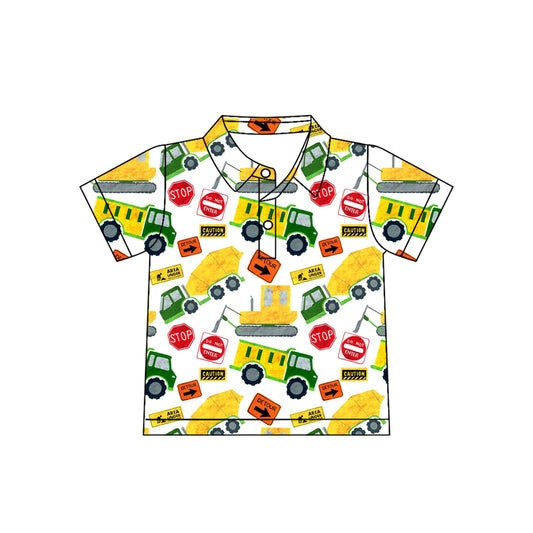 4.13 BT1794 Preorder Construction Trucks STOP Boys Polo Tee Shirts Top
