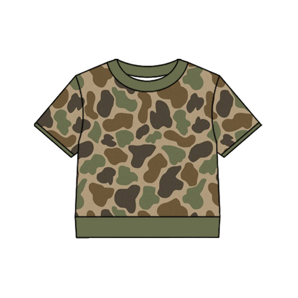 4.17 BT1795 Preorder Green Brown Camo Print Kids Tee Shirts Top