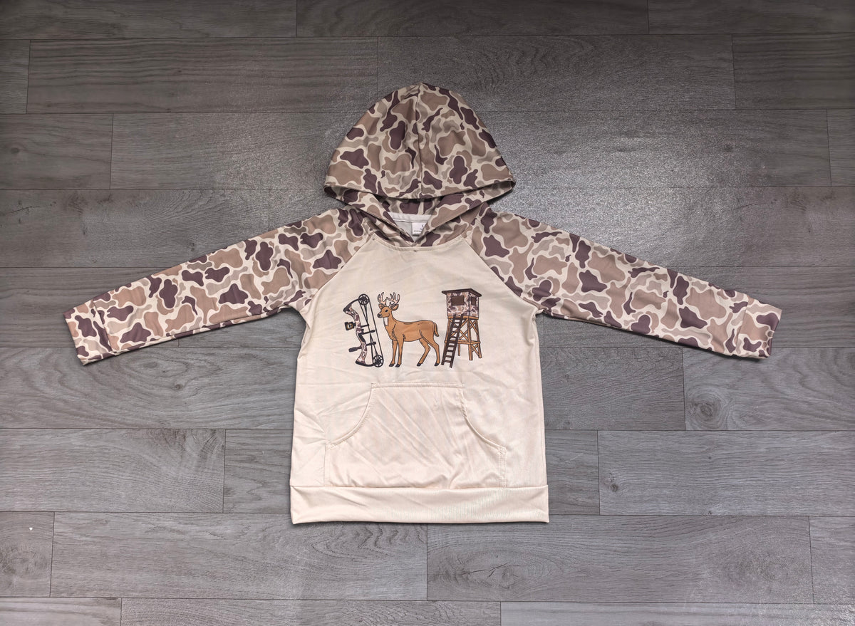 BT1804 Preorder Kids Boys Hunting Camo Deer Long Sleeve Hoodie Top
