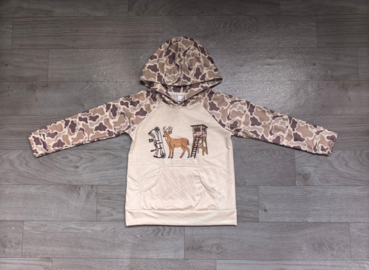 BT1804 Preorder Kids Boys Hunting Camo Deer Long Sleeve Hoodie Top