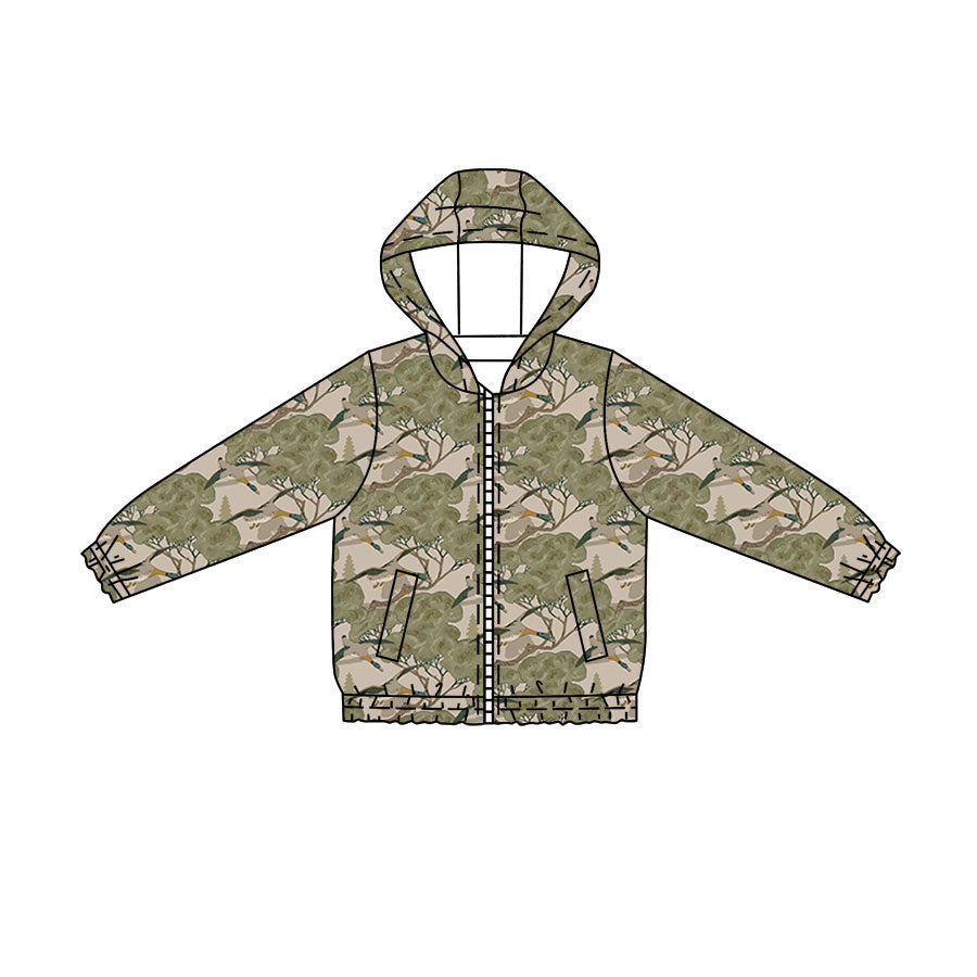 4.21 Boys Duck Print Camo Duck Full Zip Hooded Jacket -  Preorder