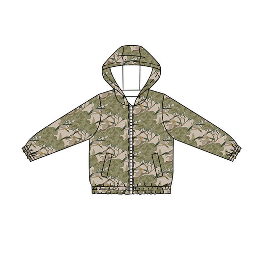 4.21 Boys Duck Print Camo Duck Full Zip Hooded Jacket -  Preorder