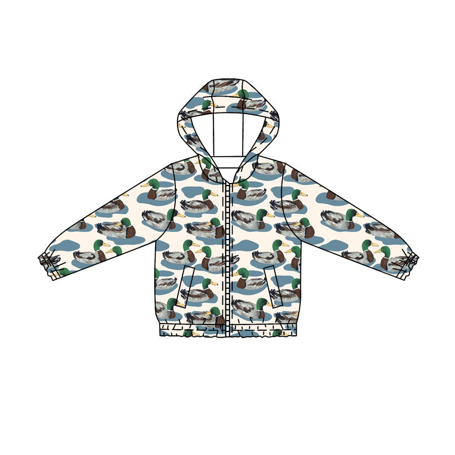 4.21 Boys Duck Print  Duck Full Zip Hooded Jacket - Preorder