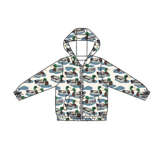 4.21 Boys Duck Print  Duck Full Zip Hooded Jacket - Preorder