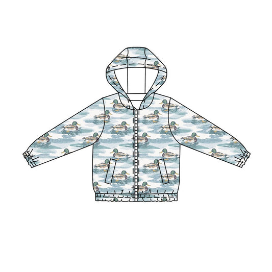 4.21 Boys Duck Print  Watercolor Duck Full Zip Hooded Jacket - Preorder