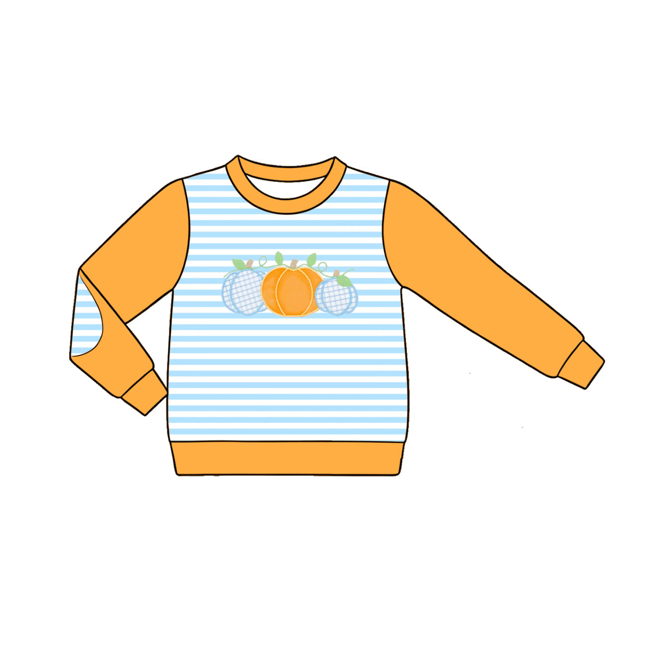 4.22 BT1823 Preorder Pumpkin Stripes Boys Fall Tee Shirts Top
