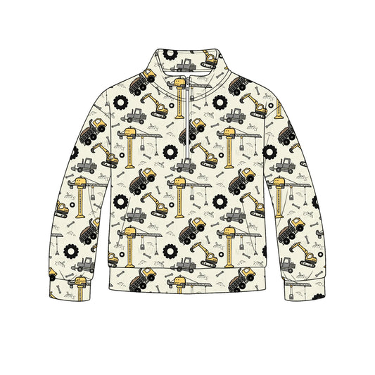 5.9 Boys  Construction Truck Long Sleeve Quarter-Zip Pullover Preorder