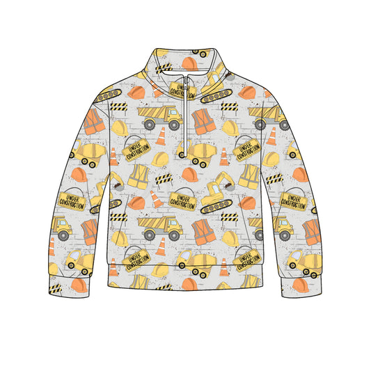 5.9 Boys Grey Construction Long Sleeve Quarter-Zip Pullover Preorder