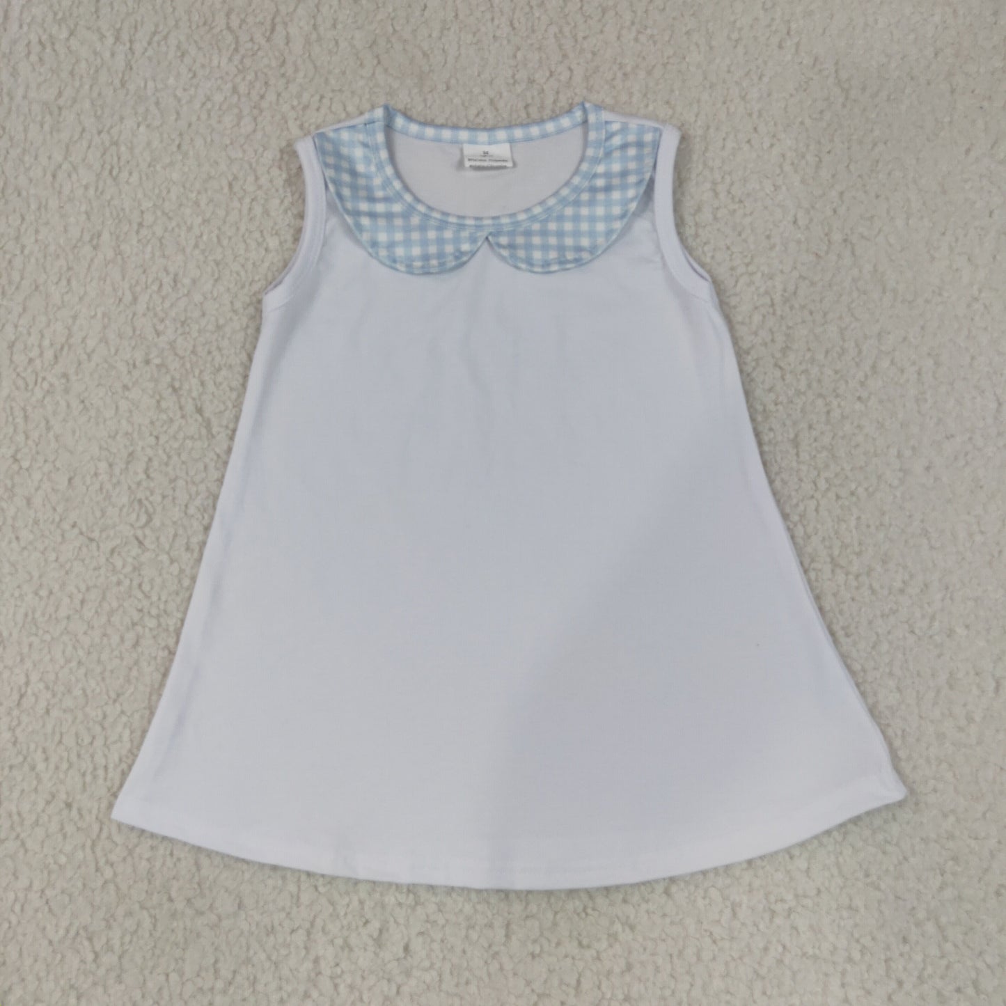 Baby Girls Blue Gingham Peter Pan collar Top
