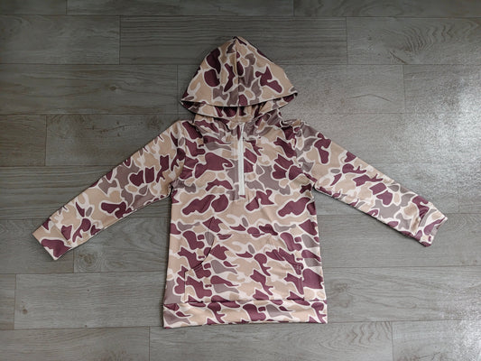 5.16 Preorder Kids Boys Grey Camo Long Sleeve Half Zipper Hoodie Top Preorder
