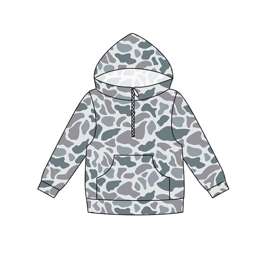 5.16 Preorder Kids  Boys Light Camo Long Sleeve Half Zipper Hoodie Top Preorder