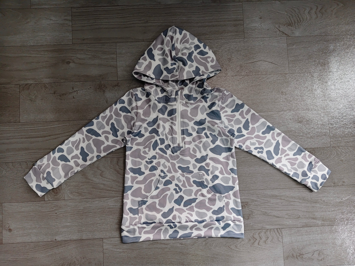 5.16 Preorder Kids  Boys Light Camo Long Sleeve Half Zipper Hoodie Top Preorder