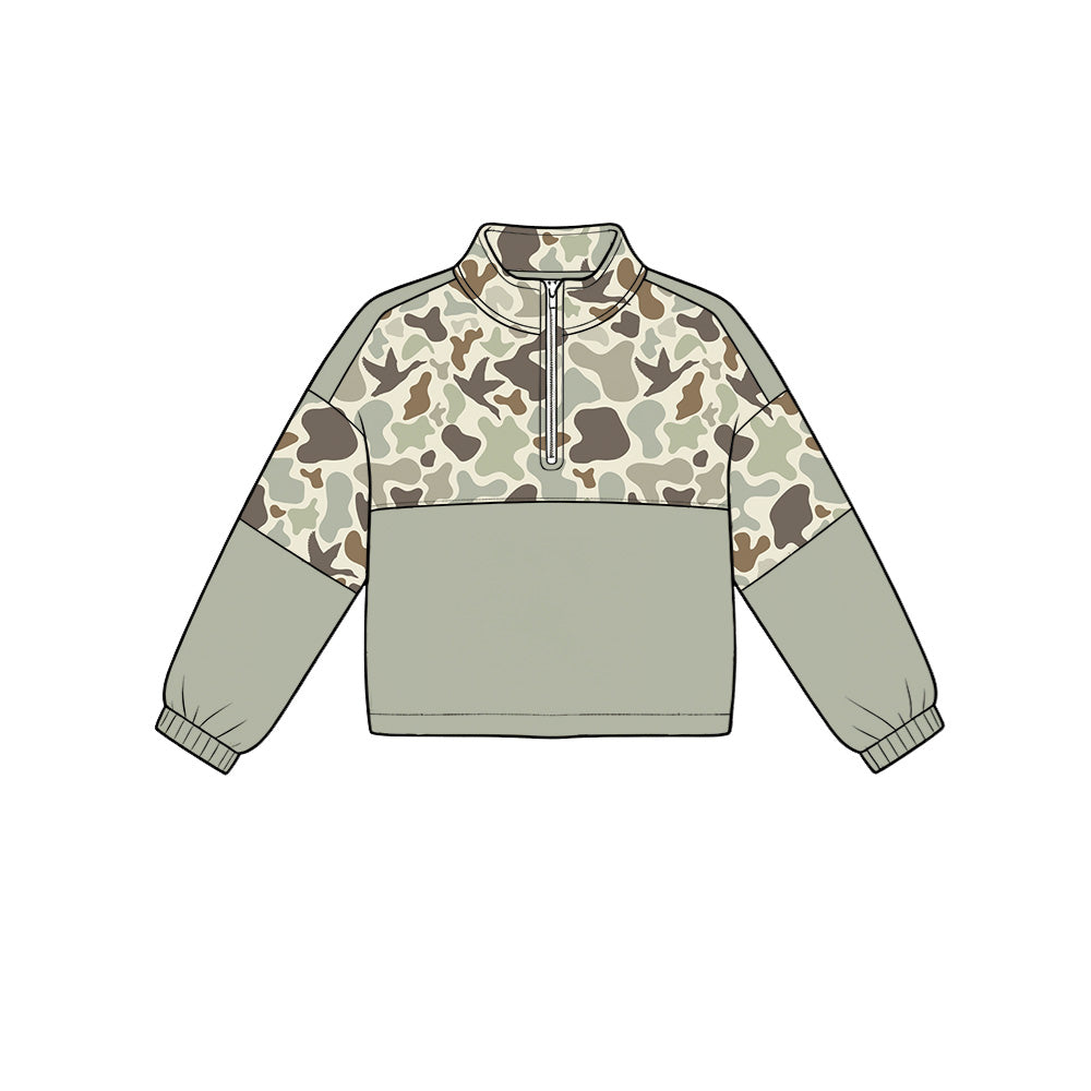 6.24 Preorder  Baby Girls Boys Green Camo Long Sleeve Pullover Top