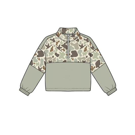 6.24 Preorder  Baby Girls Boys Green Camo Long Sleeve Pullover Top