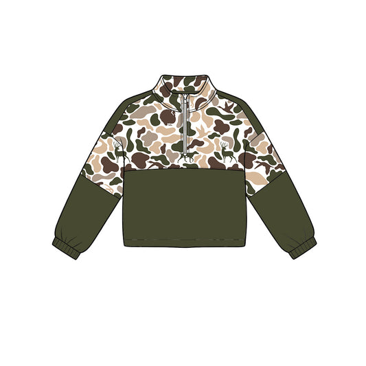 6.24 Preorder  Baby Girls Boys Dark Green Camo Long Sleeve Pullover Top