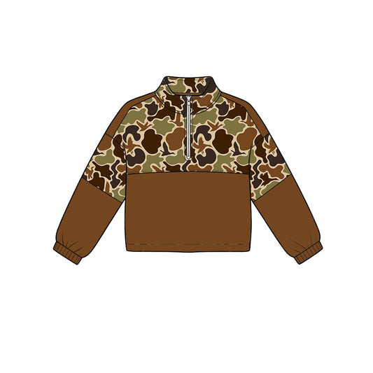 6.24 Preorder  Baby Girls Boys Brown Camo Long Sleeve Pullover Top