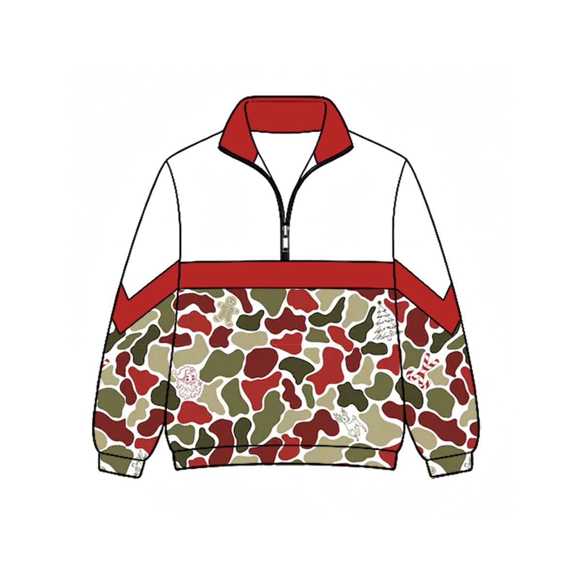 6.25 Preorder Kids Christmas Camo Half Zip Pullover