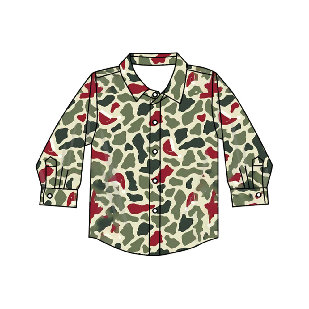 7.2 Preorder Baby Boys Christmas Camo Long Sleeve Shirt Top