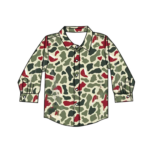 7.2 Preorder Baby Boys Christmas Camo Long Sleeve Shirt Top