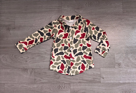 7.2 Preorder Baby Boys Christmas Camo Long Sleeve Shirt Top
