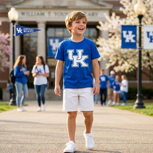 BT1882 Teams UK Vinyl Royal Blue Cotton Kids Kentucky Short Sleeve T-shirt Top