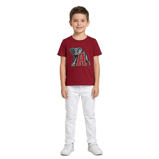 BT1883 Teams A Vinyl Red Cotton Kids Alabama Short Sleeve T-shirt Top