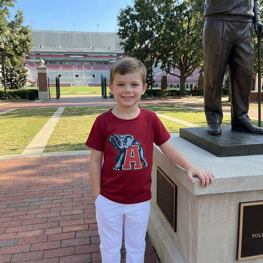 BT1883 Teams A Vinyl Red Cotton Kids Alabama Short Sleeve T-shirt Top