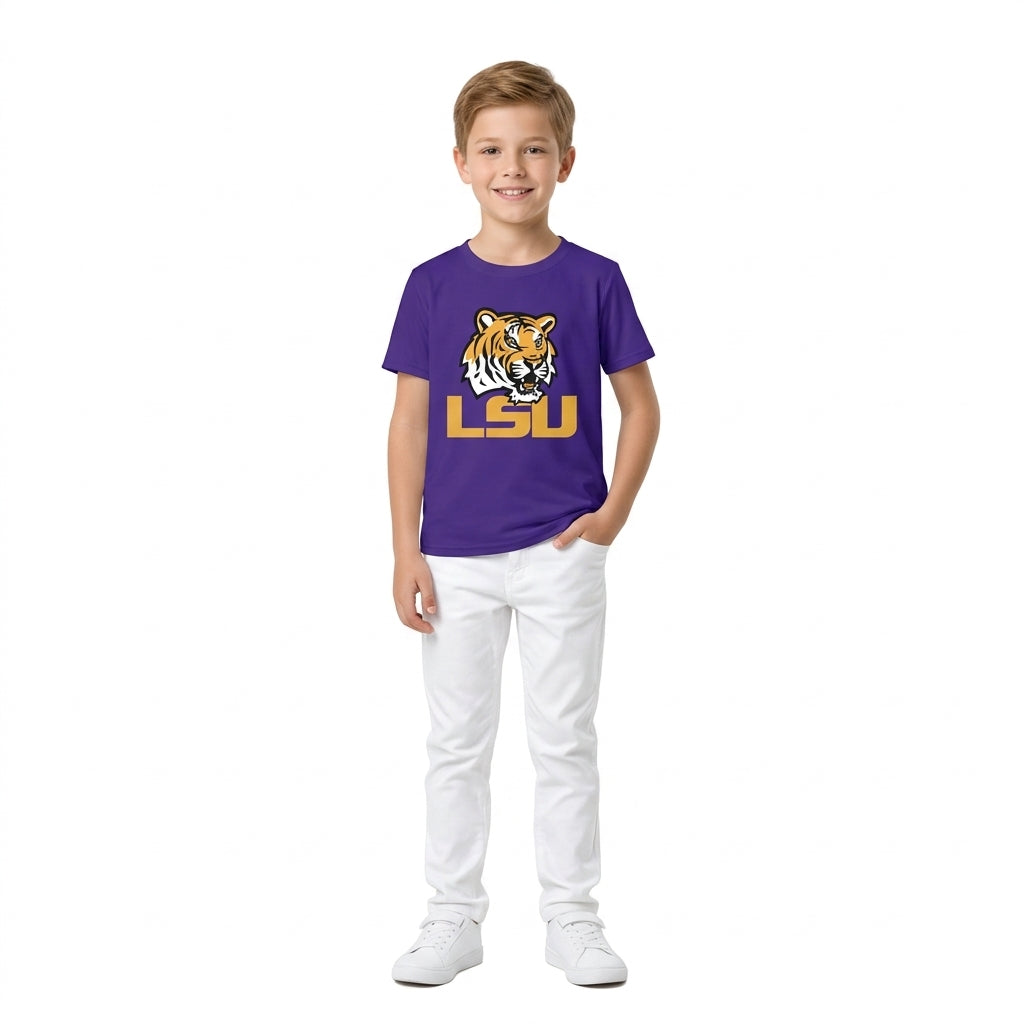 BT1884 Boys Teams LSU Tiger Short Sleeve T-shirt Top
