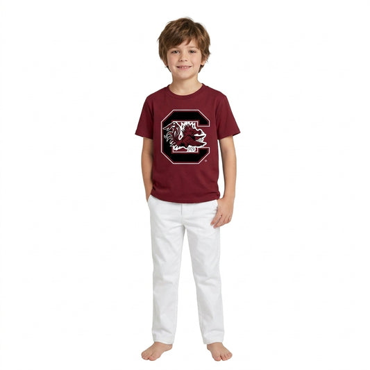 BT1887 Teams  Vinyl Maroon Cotton Kids Gamecocks Short Sleeve T-shirt Top