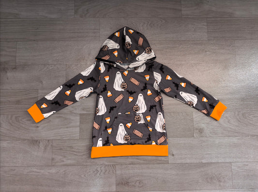 8.7 Preorder Kids Boys Halloween Ghost  Long Sleeve Zipper Pullover Top