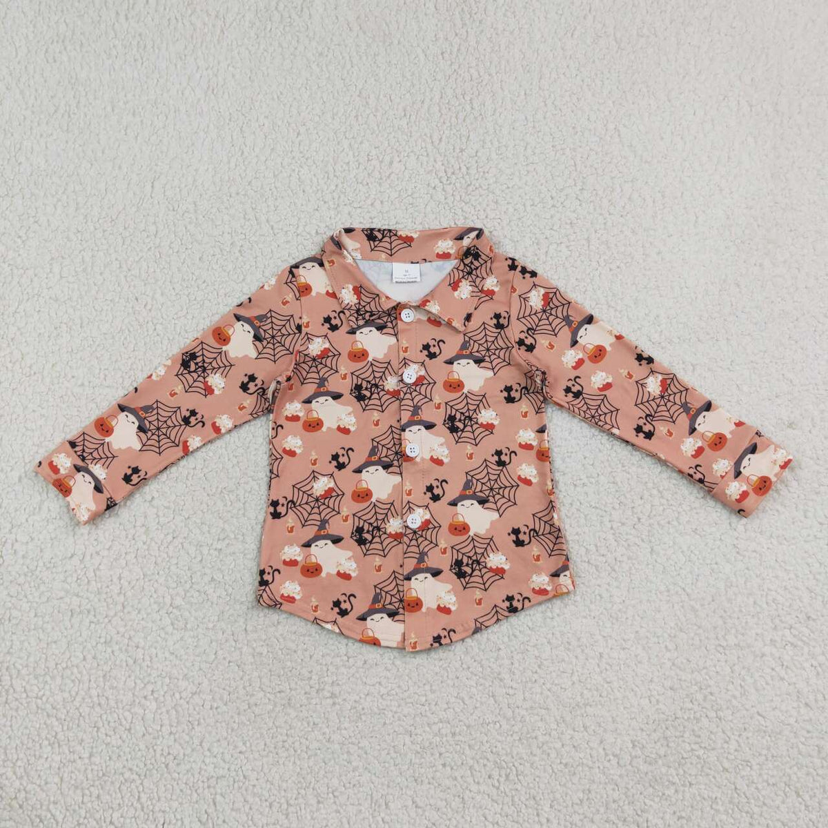 BT1902 Ghost Web Print Boys Halloween Long Sleeve Tee Shirts Top