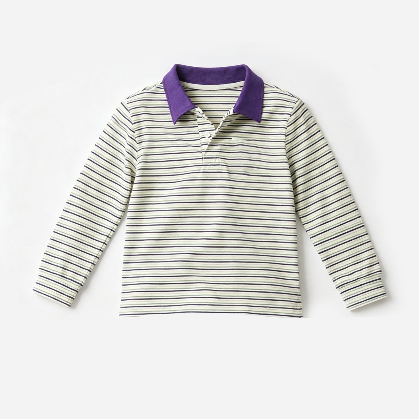 8.13 BT1911 Preorder Purple Green Stripes Print Boys Mardi Gras Polo Tee Shirts Top