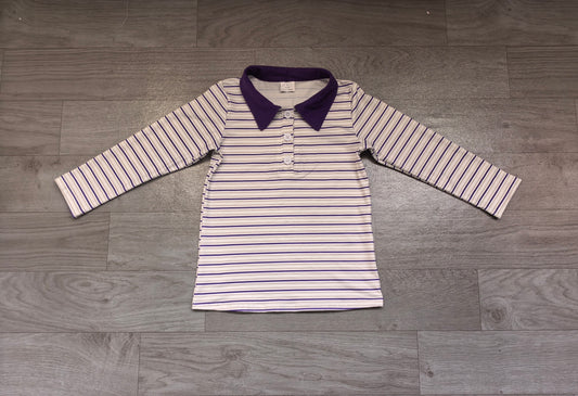 8.13 BT1911 Preorder Purple Green Stripes Print Boys Mardi Gras Polo Tee Shirts Top