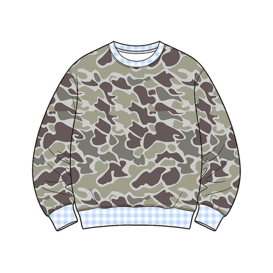 820 BT1922 Preorder Dark Brown Camo Print Boys Tee Shirts Top