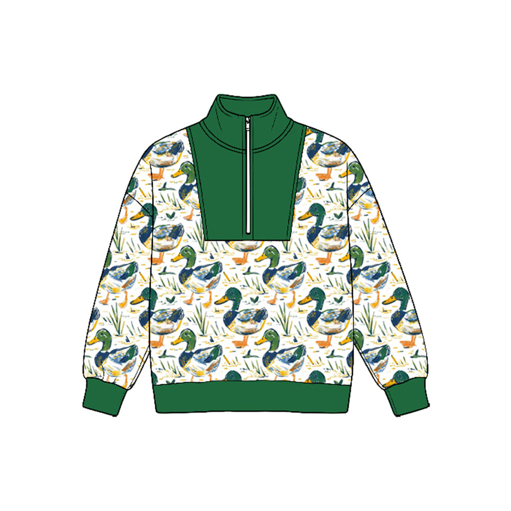 8.25 BT1940 Preorder Duck Print Boys Zipper Pullover Top