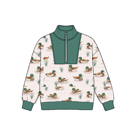 8.25 BT1942 Preorder Duck Pink Print Boys Zipper Pullover Top