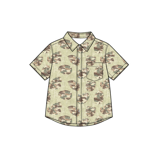 8.27 BT1955 Preorder Eggs Camo Print Boys Easter Short Sleeve Tee Shirts Top