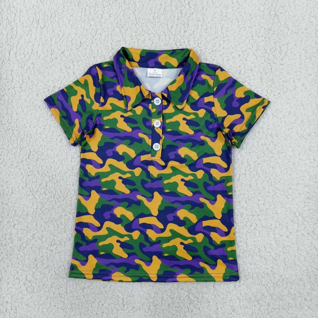 Sibling  Baby Boys Mardi Gras  Camo Polo Top Jogger Pants Outfit