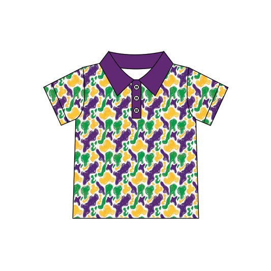 9.3 BT1962 Preorder Baby Boys Mardi Gras Camo Short Sleeve Polo Shirt