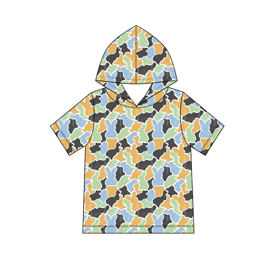 9.3 BT1963 Preorder Baby Boys Easter Bunny Camo Short Sleeev Hoodie Top