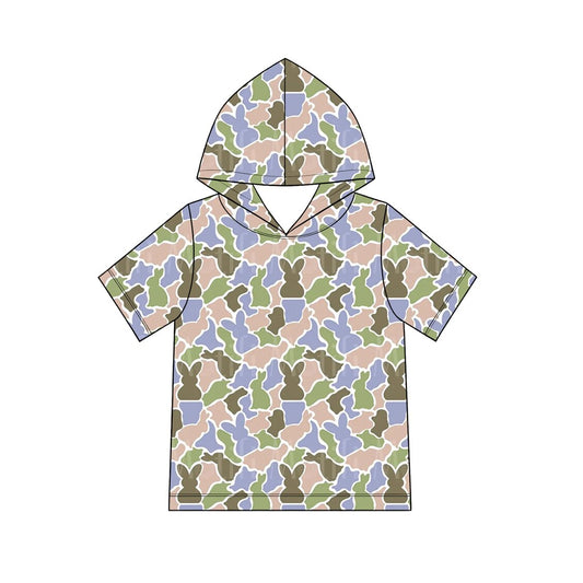 9.3   Preorder Baby Boys Easter Bunny Green Camo Short Sleeev Hoodie Top