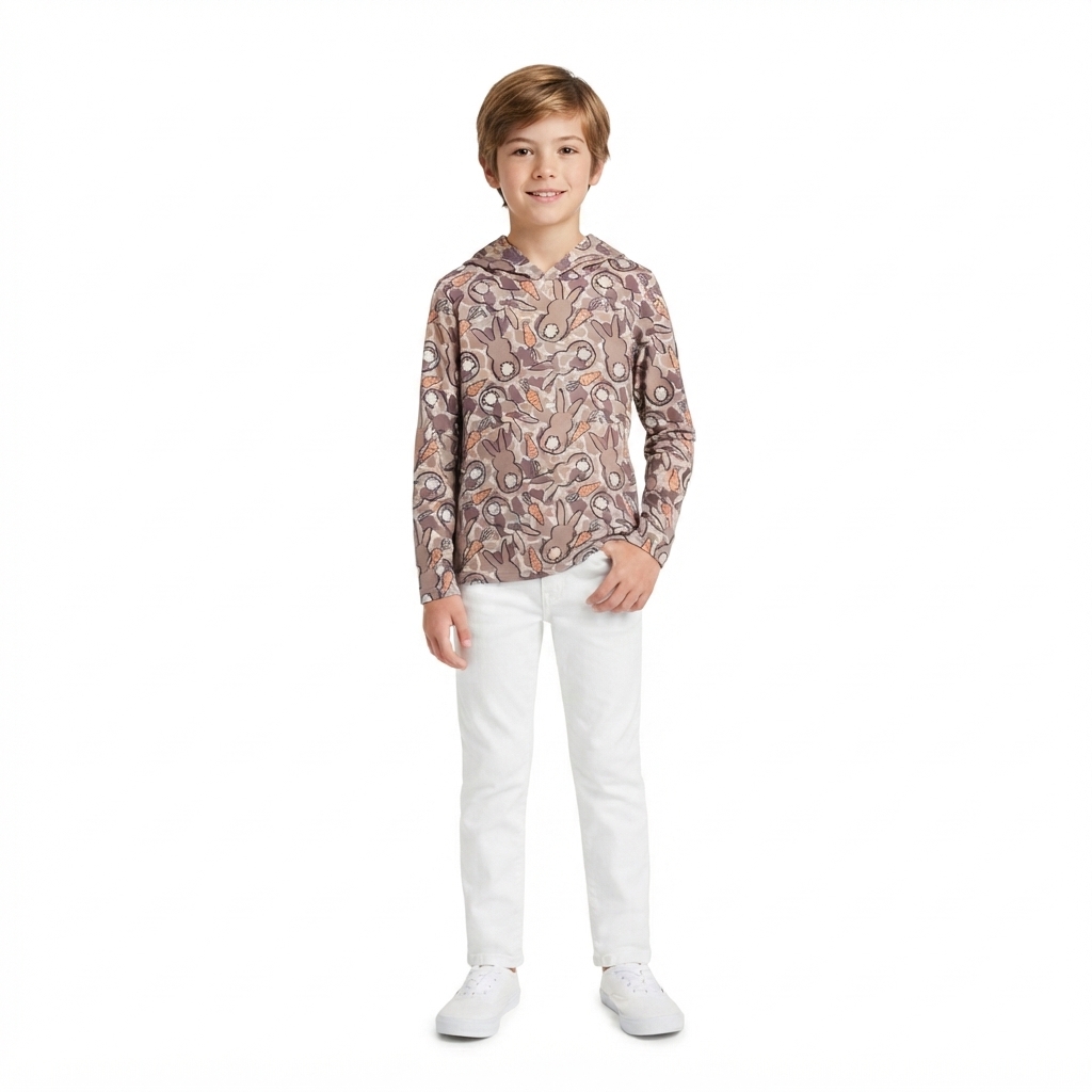 Baby Boys Easter Camo Rabbit Long Sleeve Hoodie Top
