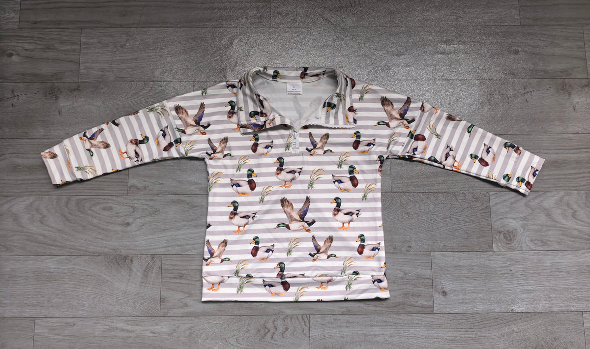 9.11 BT1969 Preorder Kids Boys Mallard Duck Long Sleeve Zipper Pullover Top