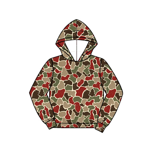 9.14 Preorder BT1971 Baby Boys Christmas Red Green Camo Long Sleeve Hoodie Top