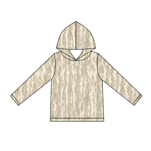 10.15 Preorder BT2004 Khaki Camo Print Boys Long Sleeve Hoodie Top