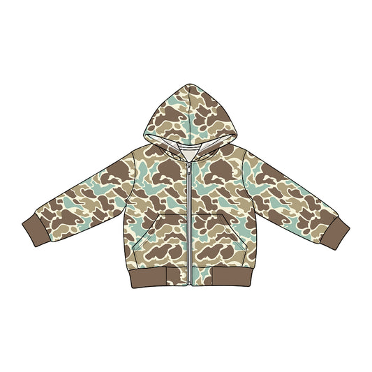 10.21 BT2012 Preorder Kids Girls Brown Blue Camo Denim Jacket