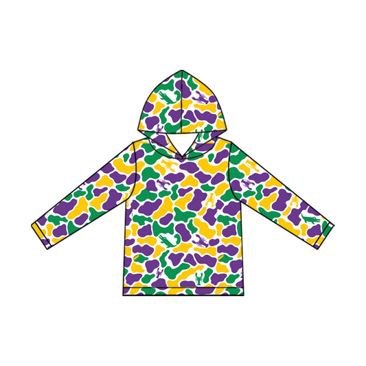 10.21 BT2021 Preorder kids Boys Mardi Gras Camo Long Sleeve Hoodie Top